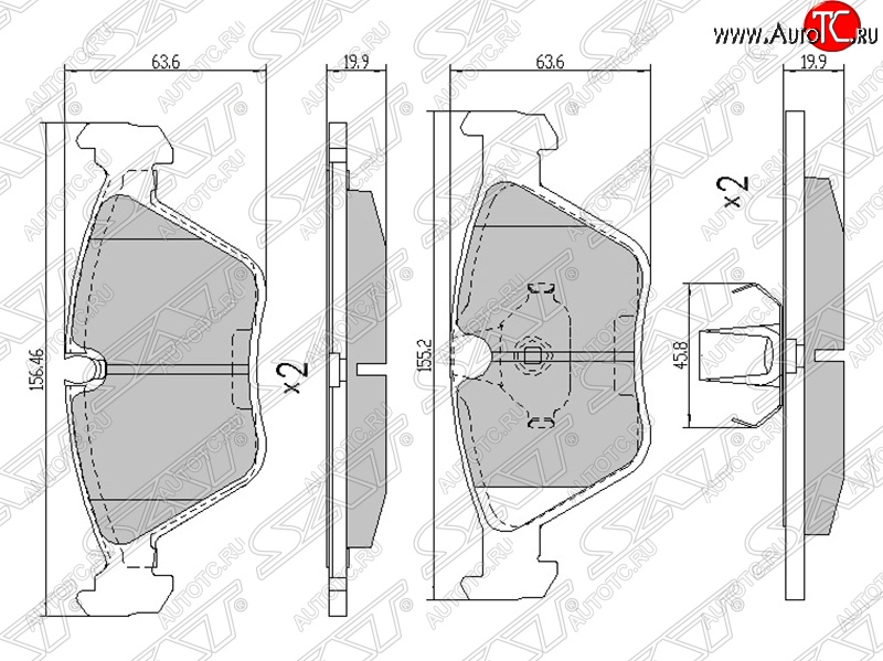 1 279 р. Колодки тормозные SAT (передние, Китай) BMW 1 серия E82 купе 1-ый рестайлинг (2007-2011)  с доставкой в г. Москва