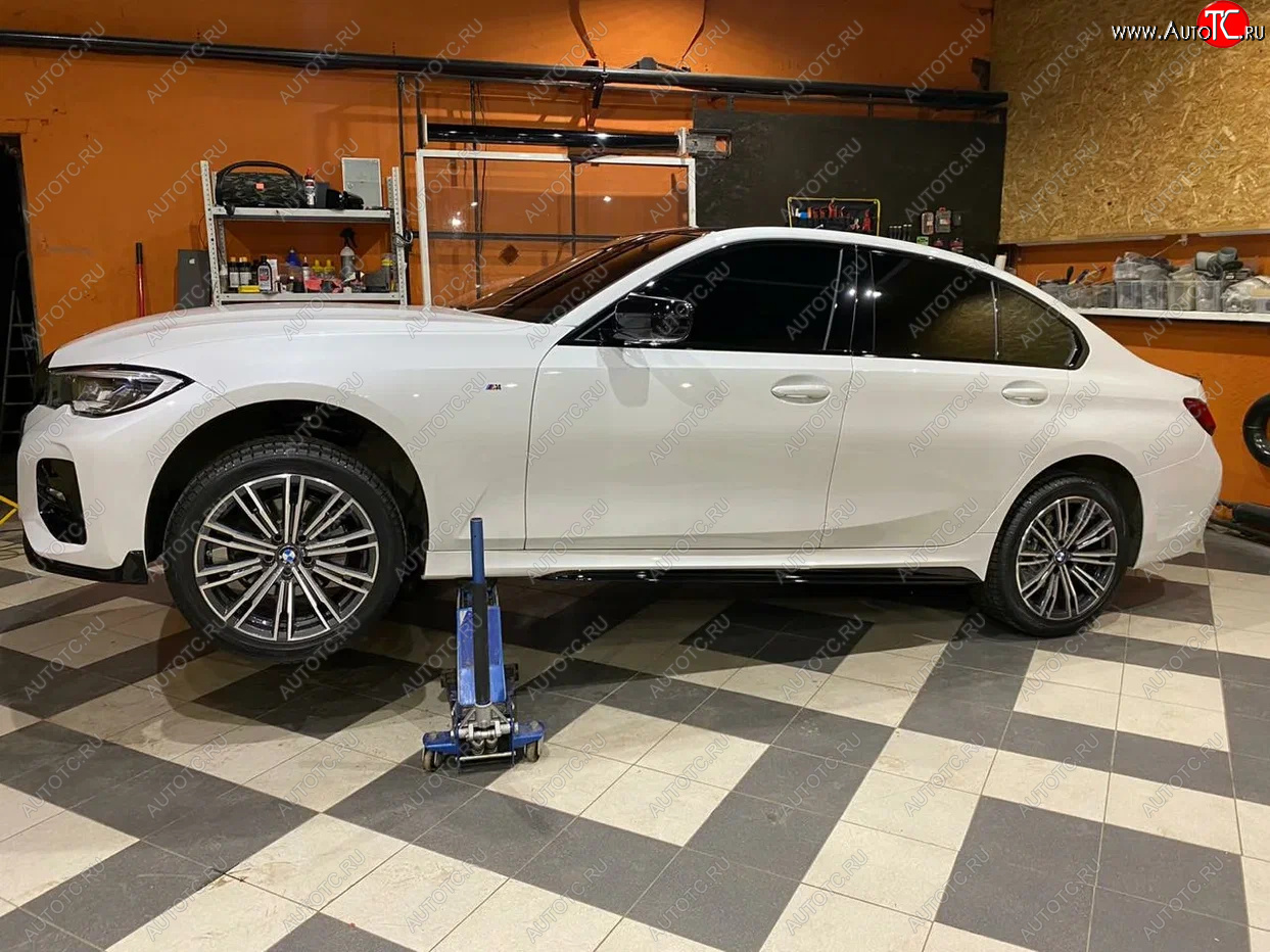 11 499 р. Пластиковые накладки M порогов  BMW 3 серия  G20 (2018-2022) седан (цвет: черный глянец)  с доставкой в г. Москва