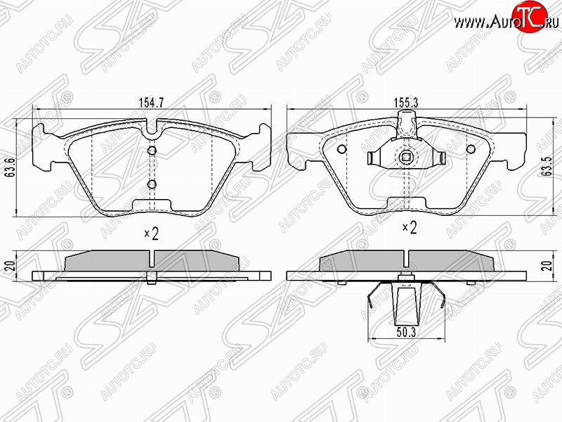 1 439 р. Колодки тормозные SAT (передние) BMW 5 серия E60 седан дорестайлинг (2003-2007)  с доставкой в г. Москва