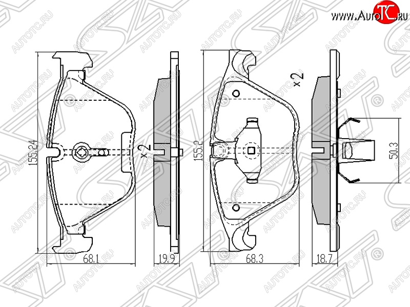 1 089 р. Колодки тормозные SAT (передние) BMW 5 серия F11 дорестайлинг, универсал (2009-2013)  с доставкой в г. Москва