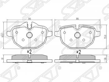 1 059 р. Колодки тормозные SAT (задние)  BMW 5 серия ( F11,  F10) (2009-2017) дорестайлинг, универсал, седан дорестайлинг, рестайлинг, седан, рестайлинг, универсал  с доставкой в г. Москва. Увеличить фотографию 1