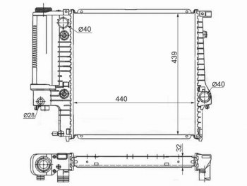 8 349 р. Радиатор двигателя SAT (пластинчатый, 1.6/1.8/2.0/2.5)  BMW 3 серия ( E30,  E36) (1982-2000) седан, седан  с доставкой в г. Москва. Увеличить фотографию 1