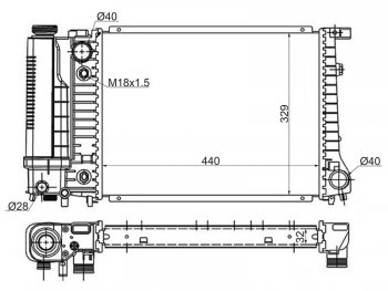 Радиатор двигателя SAT (пластинчатый, 1.6/1.8/2.0/2.3/2.5/2.8) BMW 3 серия E36 седан (1990-2000)