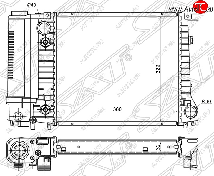 6 999 р. Радиатор двигателя SAT (трубчатый, 1.6/1.8) BMW 3 серия E30 седан (1982-1991)  с доставкой в г. Москва