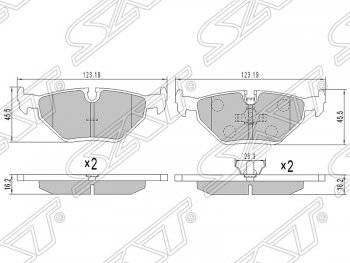 Колодки тормозные SAT (задние) BMW 3 серия E46 седан дорестайлинг (1998-2001)