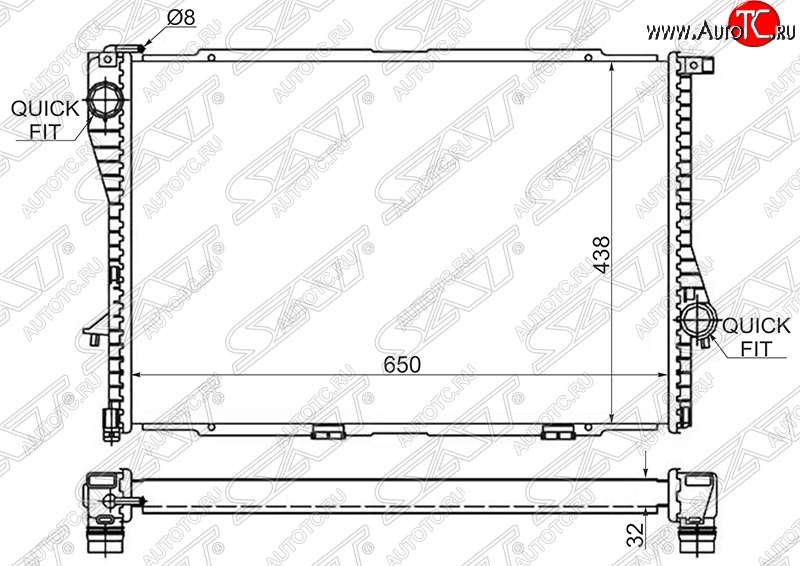 6 649 р. Радиатор двигателя SAT (трубчатый)  BMW 5 серия  E39 - 7 серия  E38  с доставкой в г. Москва