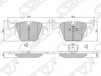 829 р. Колодки тормозные SAT (задние)  BMW 3 серия (E46), 5 серия (E34,  E39), 7 серия (E38), 8 серия (E31), X3 (E83), X5 (E53)  с доставкой в г. Москва. Увеличить фотографию 1