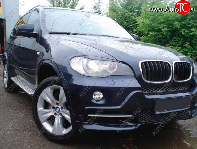 1 499 р. Реснички на фары CT BMW X5 E70 дорестайлинг (2006-2010) (Неокрашенные)  с доставкой в г. Москва