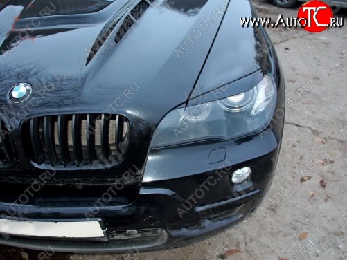 1 299 р. Реснички на фары Tuning-Sport BMW X5 E70 дорестайлинг (2006-2010) (Неокрашенные)  с доставкой в г. Москва