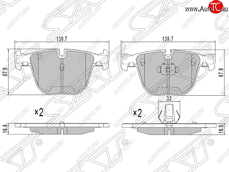 1 139 р. Колодки тормозные SAT (задние)  BMW X5  E70 (2006-2013) дорестайлинг, рестайлинг  с доставкой в г. Москва