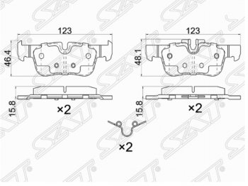 1 039 р. Комплект задних тормозных колодок SAT  BMW X1  F48 - X2  F39  с доставкой в г. Москва. Увеличить фотографию 1