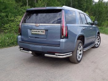 26 699 р. Защита заднего бампера (уголки двойные) ТСС 76,1/42,4 мм  Cadillac Escalade  GMTK2 джип 5 дв. (2015-2020) короткая база  с доставкой в г. Москва. Увеличить фотографию 1