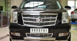 22 299 р. Защита переднего бампера (2 трубыØ76 мм, нержавейка) Russtal  Cadillac Escalade  GMT926 джип 5 дв. (2006-2014) короткая база  с доставкой в г. Москва. Увеличить фотографию 1