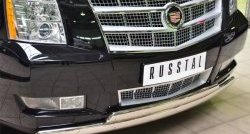 25 999 р. Защита переднего бампера (2 трубыØ75х42 мм, нержавейка) Russtal Cadillac Escalade GMT926 джип 5 дв. короткая база (2006-2014)  с доставкой в г. Москва. Увеличить фотографию 2