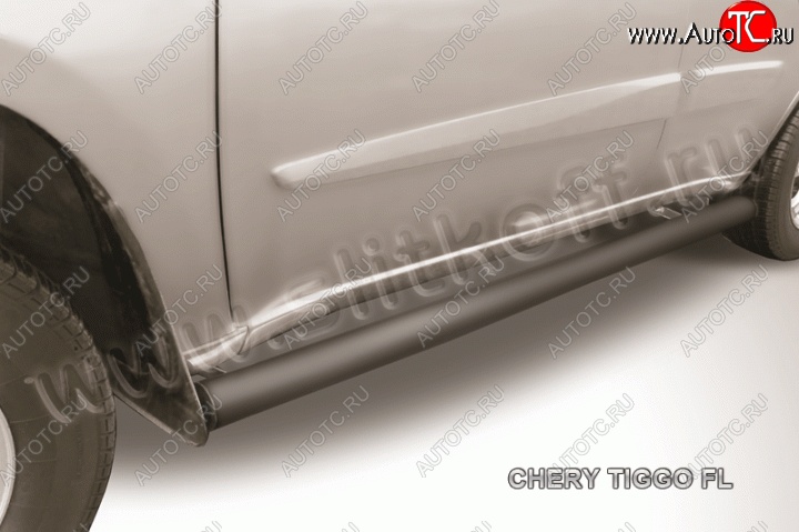 10 599 р. Защита порогов d76 труба Slitkoff  Chery Tiggo T11 (2013-2016) рестайлинг (Цвет: серебристый)  с доставкой в г. Москва