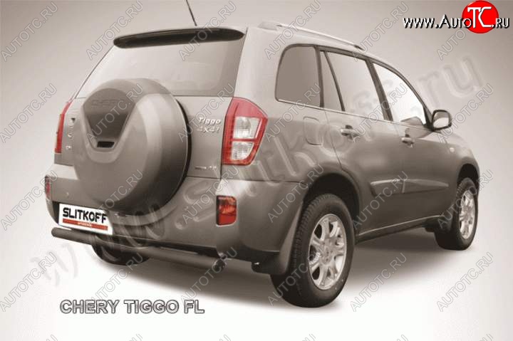 6 399 р. Защита заднего бампера из трубы d76 Slitkoff (с поступью)  Chery Tiggo T11 (2013-2016) рестайлинг (Цвет: серебристый)  с доставкой в г. Москва