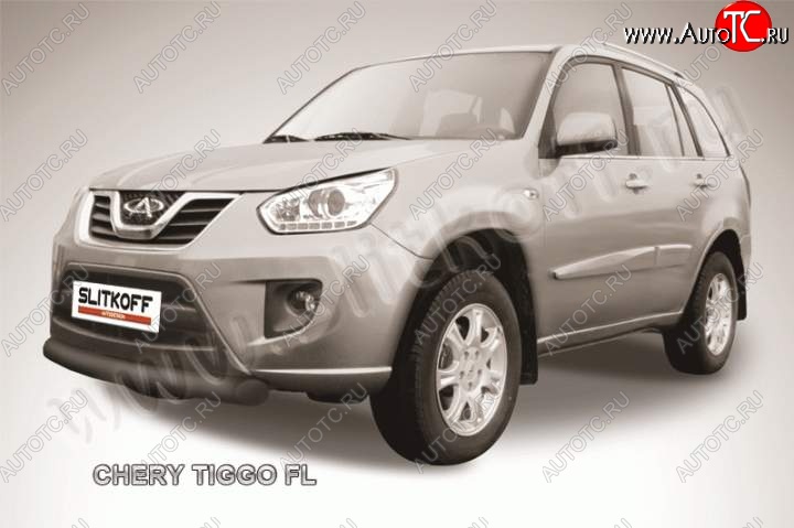 8 599 р. Защита переднего бампера из трубы d76 Slitkoff  Chery Tiggo T11 (2013-2016) рестайлинг (Цвет: серебристый)  с доставкой в г. Москва