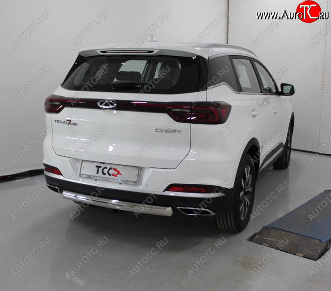 21 749 р. Защита заднего бампера (овальная, 2WD) ТСС 75х42 мм  Chery Tiggo 7 PRO (2019-2024)  с доставкой в г. Москва