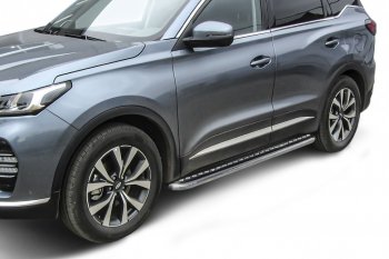 Защита порогов Slitkoff (Ø 57 мм, с листом) Chery Tiggo 7 PRO (2019-2025) ()