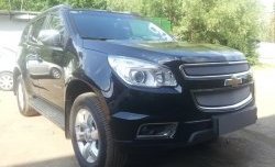 1 539 р. Нижняя сетка на бампер Russtal (хром) Chevrolet Trailblazer GM800 дорестайлинг (2012-2016)  с доставкой в г. Москва. Увеличить фотографию 4