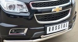 23 999 р. Защита переднего бампера (2 трубыØ63 и 42 мм, нержавейка) SLITKOFF  Chevrolet Trailblazer  GM800 (2012-2016) дорестайлинг  с доставкой в г. Москва. Увеличить фотографию 2