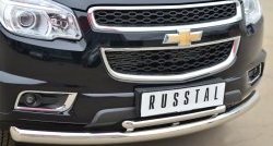 24 699 р. Защита переднего бампера (2 трубыØ76 и 42 мм, нержавейка) SLITKOFF  Chevrolet Trailblazer  GM800 (2012-2016) дорестайлинг  с доставкой в г. Москва. Увеличить фотографию 2