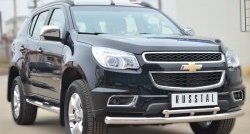 24 699 р. Защита переднего бампера (2 трубыØ76 и 42 мм, нержавейка) SLITKOFF  Chevrolet Trailblazer  GM800 (2012-2016) дорестайлинг  с доставкой в г. Москва. Увеличить фотографию 4