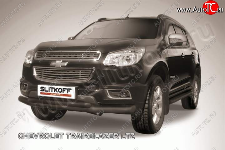 11 449 р. Защита переднего бампера d76 и d57 Slitkoff  Chevrolet Trailblazer  GM800 (2012-2016) дорестайлинг (Цвет: серебристый)  с доставкой в г. Москва