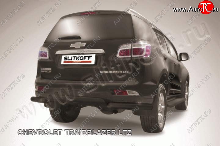 7 999 р. Защита заднего бампера из уголков d76 Slitkoff Chevrolet Trailblazer GM800 дорестайлинг (2012-2016) (Цвет: серебристый)  с доставкой в г. Москва