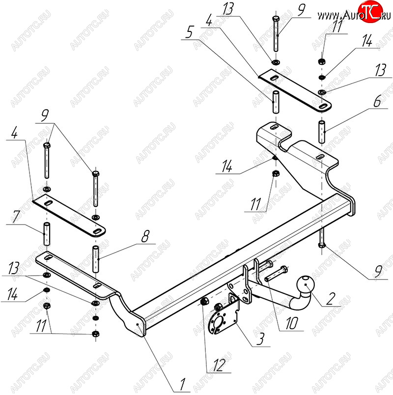 8 499 р. Фаркоп Avtos (съемный шар тип A)  Chevrolet Aveo  T250 (2006-2011) седан рестайлинг (Без электропроводки)  с доставкой в г. Москва