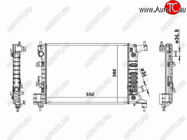 5 699 р. Радиатор двигателя SAT (пластинчатый, МКПП/АКПП) Chevrolet Aveo T300 седан (2011-2015)  с доставкой в г. Москва