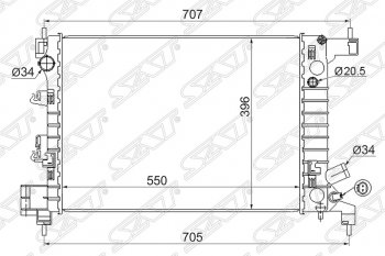 4 399 р. Радиатор двигателя SAT (трубчатый, 1.2/1.4, МКПП) Chevrolet Aveo T300 седан (2011-2015)  с доставкой в г. Москва. Увеличить фотографию 1