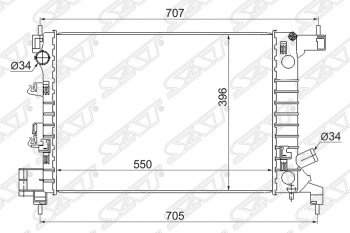 5 199 р. Радиатор двигателя SAT (трубчатый, 1.2/1.4, МКПП) Chevrolet Aveo T300 седан (2011-2015)  с доставкой в г. Москва. Увеличить фотографию 1