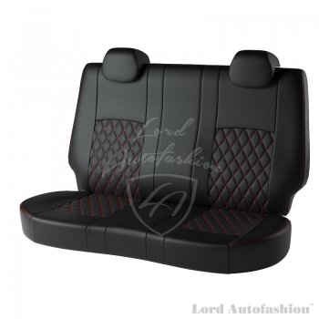 9 449 р. Чехлы для сидений Lord Autofashion Турин Ромб (экокожа)  Chevrolet Aveo ( T200,  T250) (2002-2011) хэтчбек 5 дв, хэтчбек 5 дв рестайлинг (Черный, вставка черная, строчка красная)  с доставкой в г. Москва. Увеличить фотографию 2