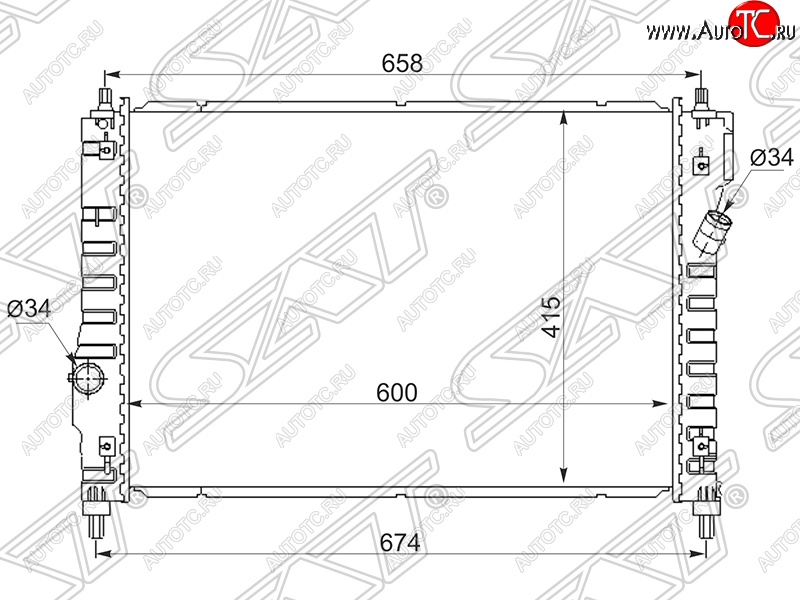 6 599 р. Радиатор двигателя SAT (пластинчатый)  Chevrolet Aveo ( T200,  T300) (2002-2015) хэтчбек 5 дв, хэтчбек  с доставкой в г. Москва