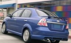 4 499 р. Накладка на задний бампер CT Chevrolet Aveo T250 седан рестайлинг (2006-2011) (Неокрашенная)  с доставкой в г. Москва. Увеличить фотографию 2