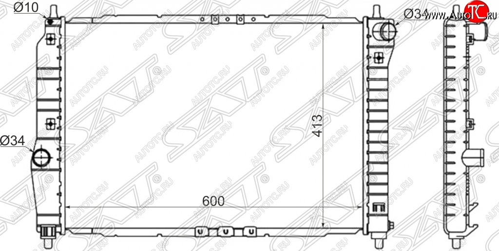 4 999 р. Радиатор двигателя SAT (трубчатый, 1.4, МКПП) Chevrolet Aveo T200 седан (2003-2008)  с доставкой в г. Москва