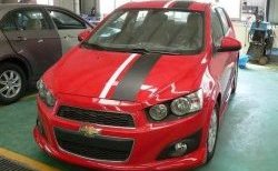 3 699 р. Накладка на передний бампер CT Chevrolet Aveo T300 хэтчбек (2011-2015) (Неокрашенная)  с доставкой в г. Москва. Увеличить фотографию 2