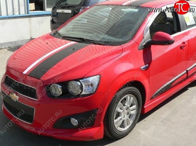 3 699 р. Накладка на передний бампер CT Chevrolet Aveo T300 хэтчбек (2011-2015) (Неокрашенная)  с доставкой в г. Москва