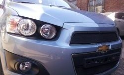 1 469 р. Нижняя сетка на бампер Russtal (черная)  Chevrolet Aveo  T300 (2011-2015) седан, хэтчбек  с доставкой в г. Москва. Увеличить фотографию 2