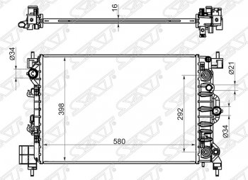 Радиатор двигателя SAT (пластинчатый, 1.6, АКПП/МКПП) Chevrolet Cobalt седан 1-ый рестайлинг (2016-2019)