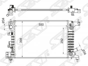 12 499 р. Радиатор двигателя SAT (пластинчатый, 1.2/1.4, АКПП) Chevrolet Aveo T300 седан (2011-2015)  с доставкой в г. Москва. Увеличить фотографию 1