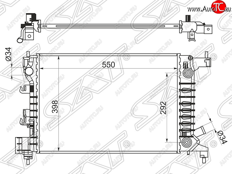 12 499 р. Радиатор двигателя SAT (пластинчатый, 1.2/1.4, АКПП) Chevrolet Aveo T300 седан (2011-2015)  с доставкой в г. Москва