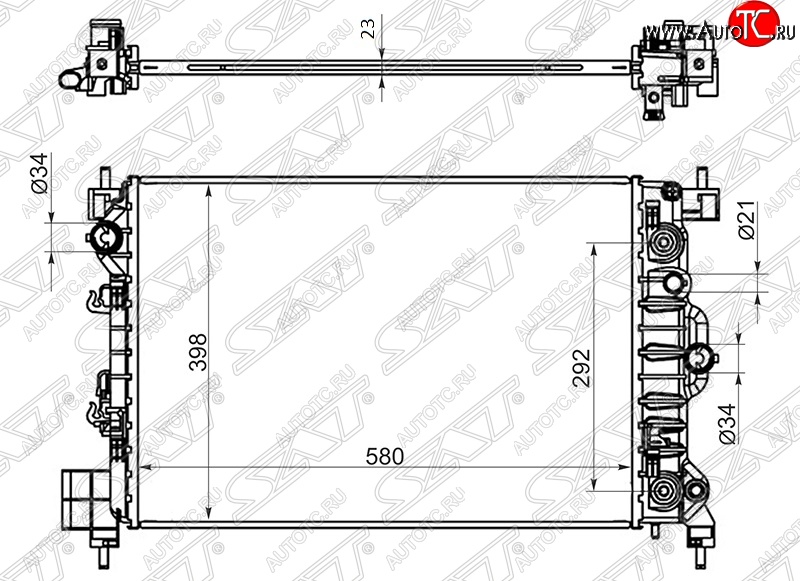 5 249 р. Радиатор двигателя SAT (трубчатый, 1.6, МКПП/АКПП) Chevrolet Aveo T300 седан (2011-2015)  с доставкой в г. Москва