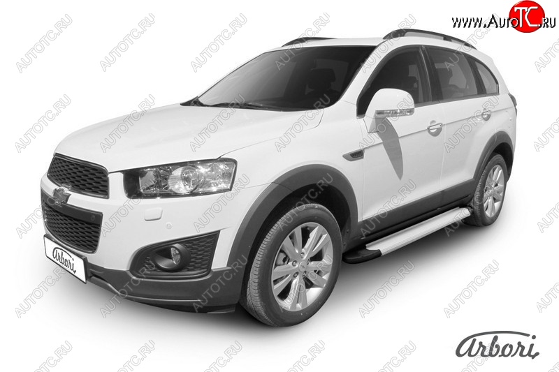 10 979 р. Порожки для ног Arbori Optima Silver Chevrolet Captiva 2-ой рестайлинг (2013-2016)  с доставкой в г. Москва