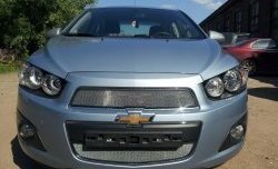 3 199 р. Сетка на бампер Russtal (хром)  Chevrolet Captiva (2013-2016) 2-ой рестайлинг  с доставкой в г. Москва. Увеличить фотографию 3