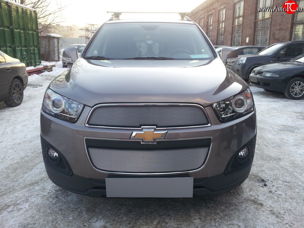 3 199 р. Сетка на бампер Russtal (хром)  Chevrolet Captiva (2013-2016) 2-ой рестайлинг  с доставкой в г. Москва