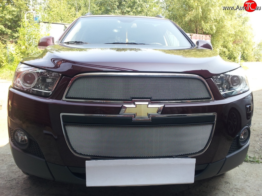 3 199 р. Сетка на бампер Russtal (хром) Chevrolet Captiva 1-ый рестайлинг (2011-2013)  с доставкой в г. Москва