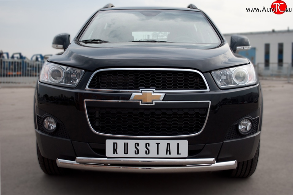 18 399 р. Защита переднего бампера (2 трубыØ63 и 42 мм, нержавейка) SLITKOFF Chevrolet Captiva  дорестайлинг (2006-2011)  с доставкой в г. Москва