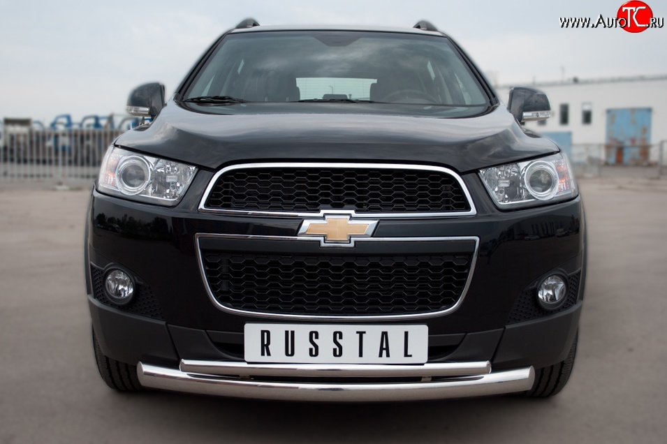 20 749 р. Защита переднего бампера (2 трубыØ76 и 42 мм, нержавейка) SLITKOFF Chevrolet Captiva 1-ый рестайлинг (2011-2013)  с доставкой в г. Москва